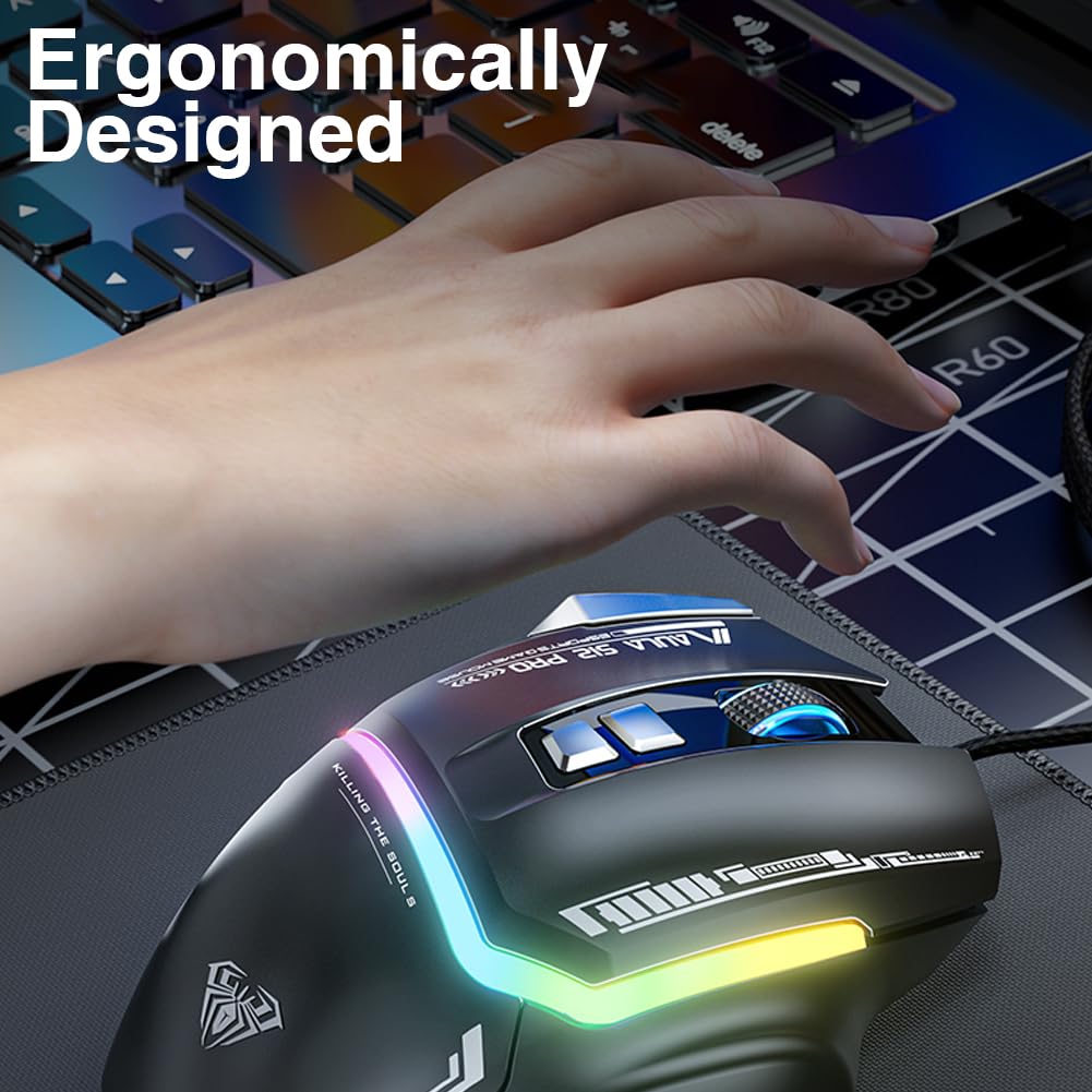 Foto 6 | Ratón Para Juegos Aula S12pro Con Cable, 12800 Dpi, Retroiluminado Rgb, Negro - Venta Internacional.