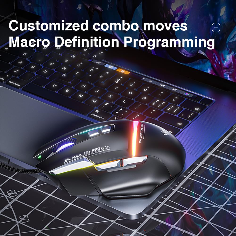 Foto 5 pulgar | Ratón Para Juegos Aula S12pro, Blanco, Cableado, 12800 Dpi, Retroiluminado Rgb - Venta Internacional.