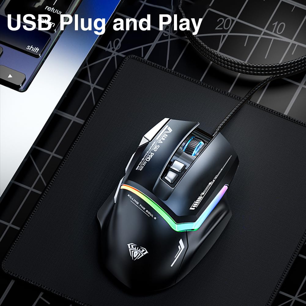 Foto 8 pulgar | Ratón Para Juegos Aula S12pro, Blanco, Cableado, 12800 Dpi, Retroiluminado Rgb - Venta Internacional.