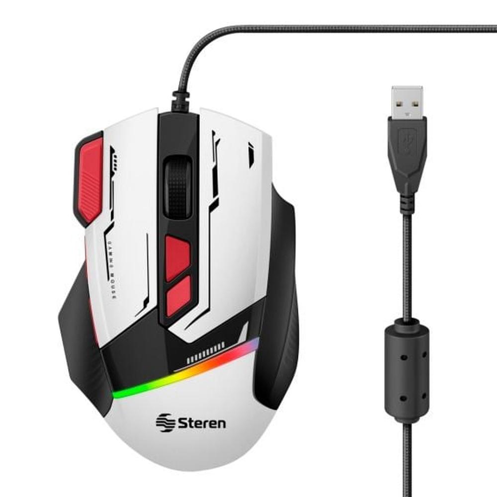 Foto 2 pulgar | Mouse Steren Usb Gamer 800 / 1600 / 2400 / 3200 / 4800 / 7200 Dpi Blanco