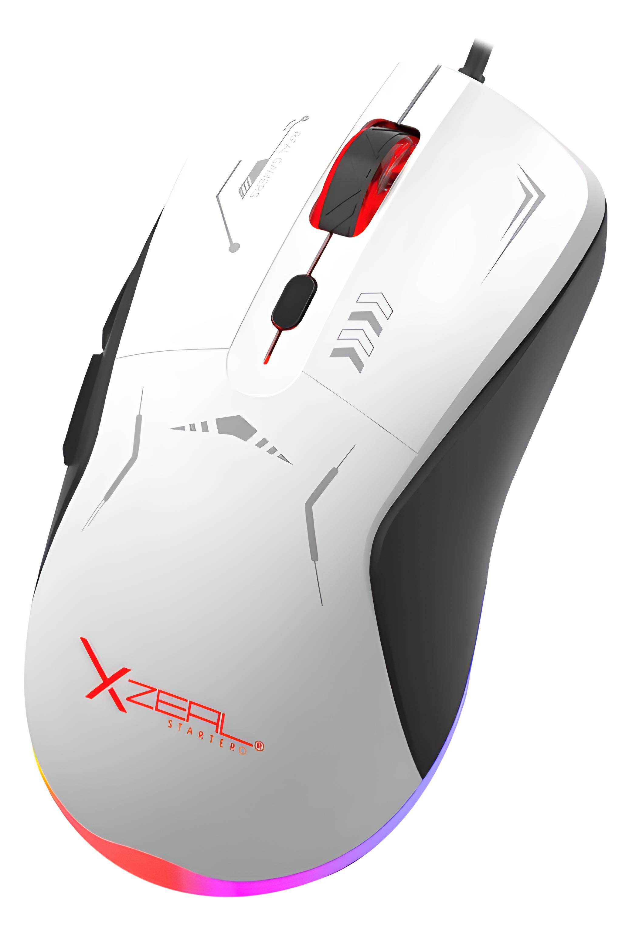 Mouse Gamer Xzeal Óptico Starter, Alámbrico, Usb, 7200dpi, Blanco