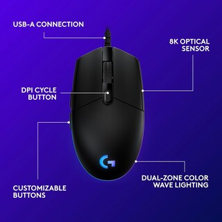 Foto 6 | Ratón Gaming Logitech G102/g203 Con Cable 8000 Dpi Rgb Negro - Venta Internacional.