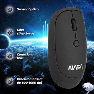 Foto 2 | Mouse Inalámbrico NASA NS-MIS01 color Negro