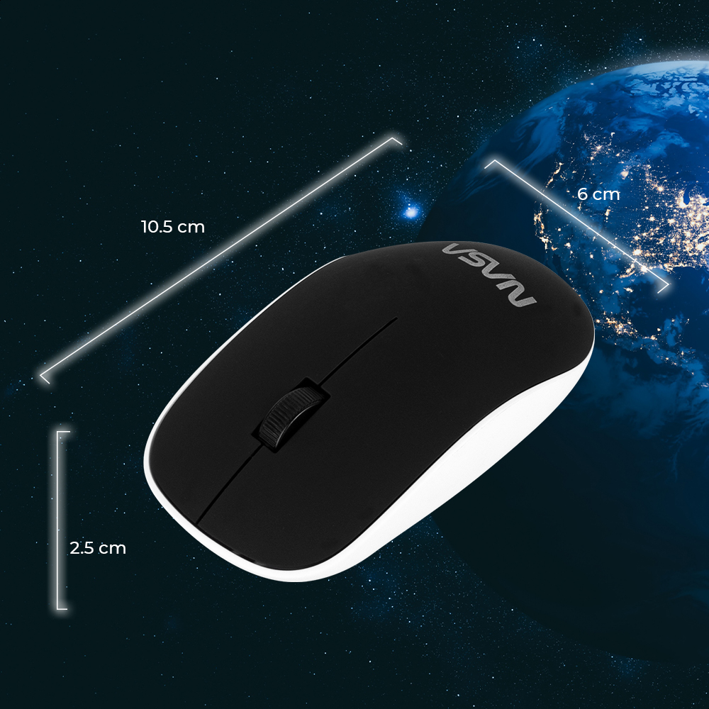 Foto 4 pulgar | Mouse Edición NASA NS-MIS03 color Negro Inalámbrico 3 Botones Tecnología Plug & Play