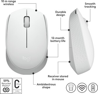 Foto 3 | Mouse Inalámbrico Logitech M170 Blanco 2,4 Ghz