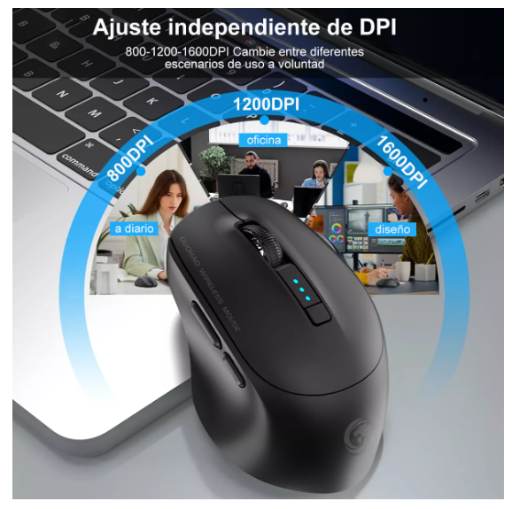 Foto 3 | Mouse Inalámbrico Wünd Bluetooth Recargable Ergonomía 2.4g 3modos