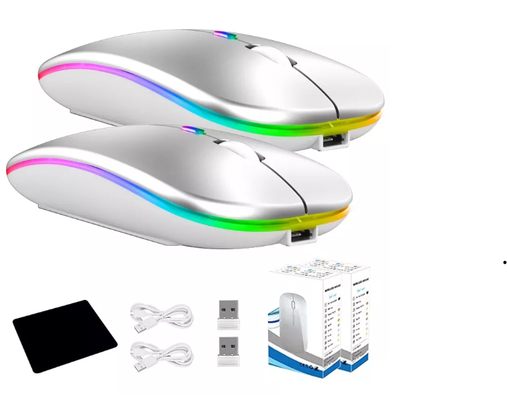 Foto 1 | 2pz Rgb 3 Dpi 2.4g+usb Recargable Portátil Inalámbrico Mouse