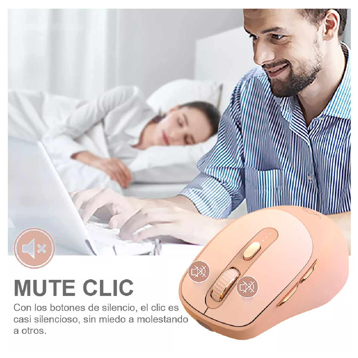 Foto 4 | Mouse Inalámbrico Belug Rosa