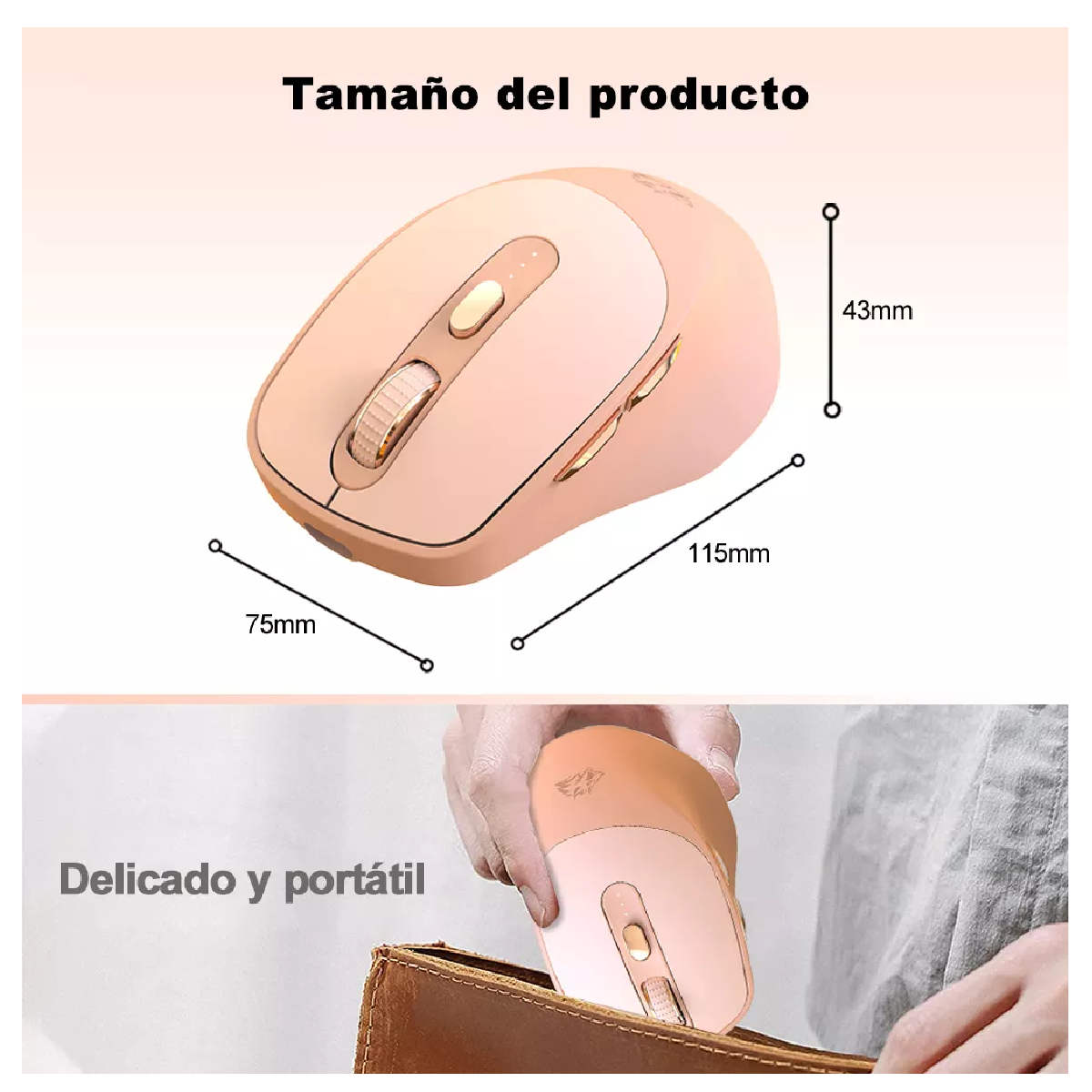 Foto 3 pulgar | Mouse Inalámbrico Belug Ergonómico Rosa