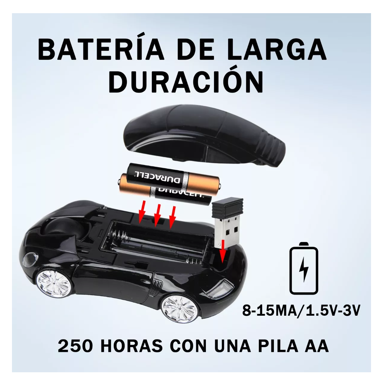 Foto 5 | Mouse Inalambrico de Coche Game Usb Negro