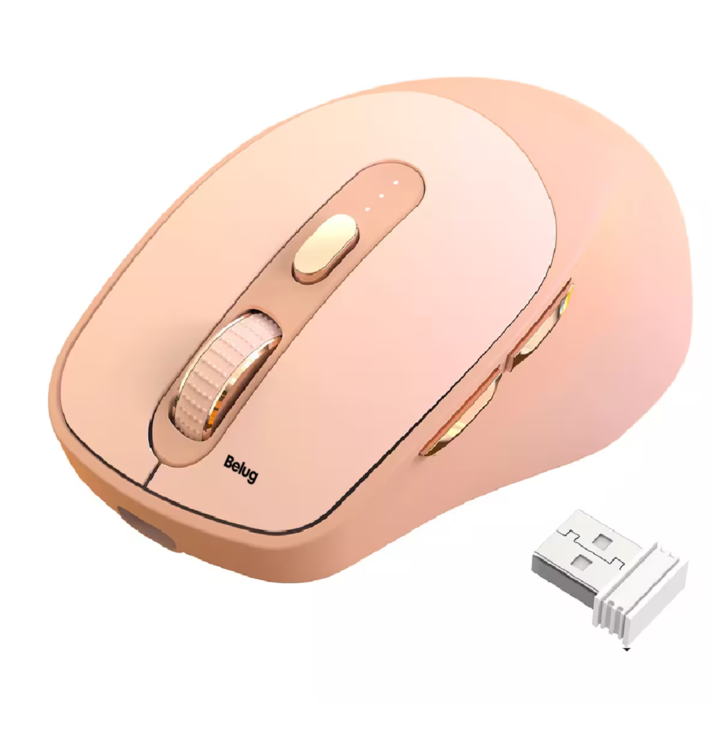 Mouse Inalámbrico Silencioso Ergonómico Belug  Rosa Palido