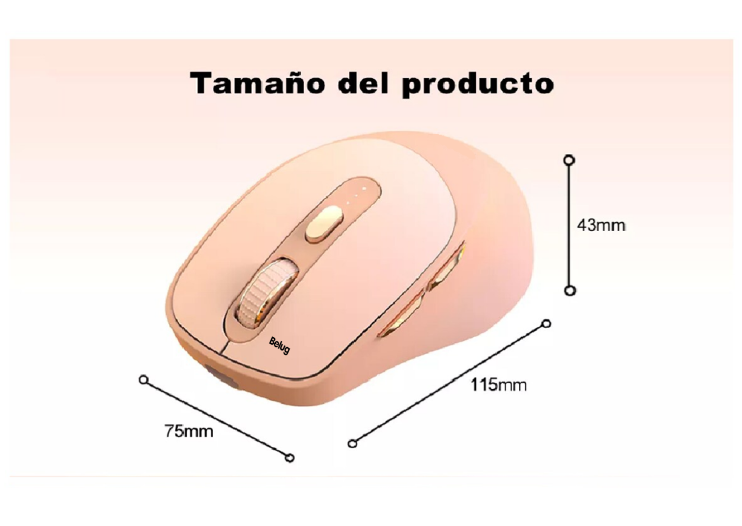 Foto 3 pulgar | Mouse Inalámbrico Silencioso Ergonómico Belug  Rosa Palido