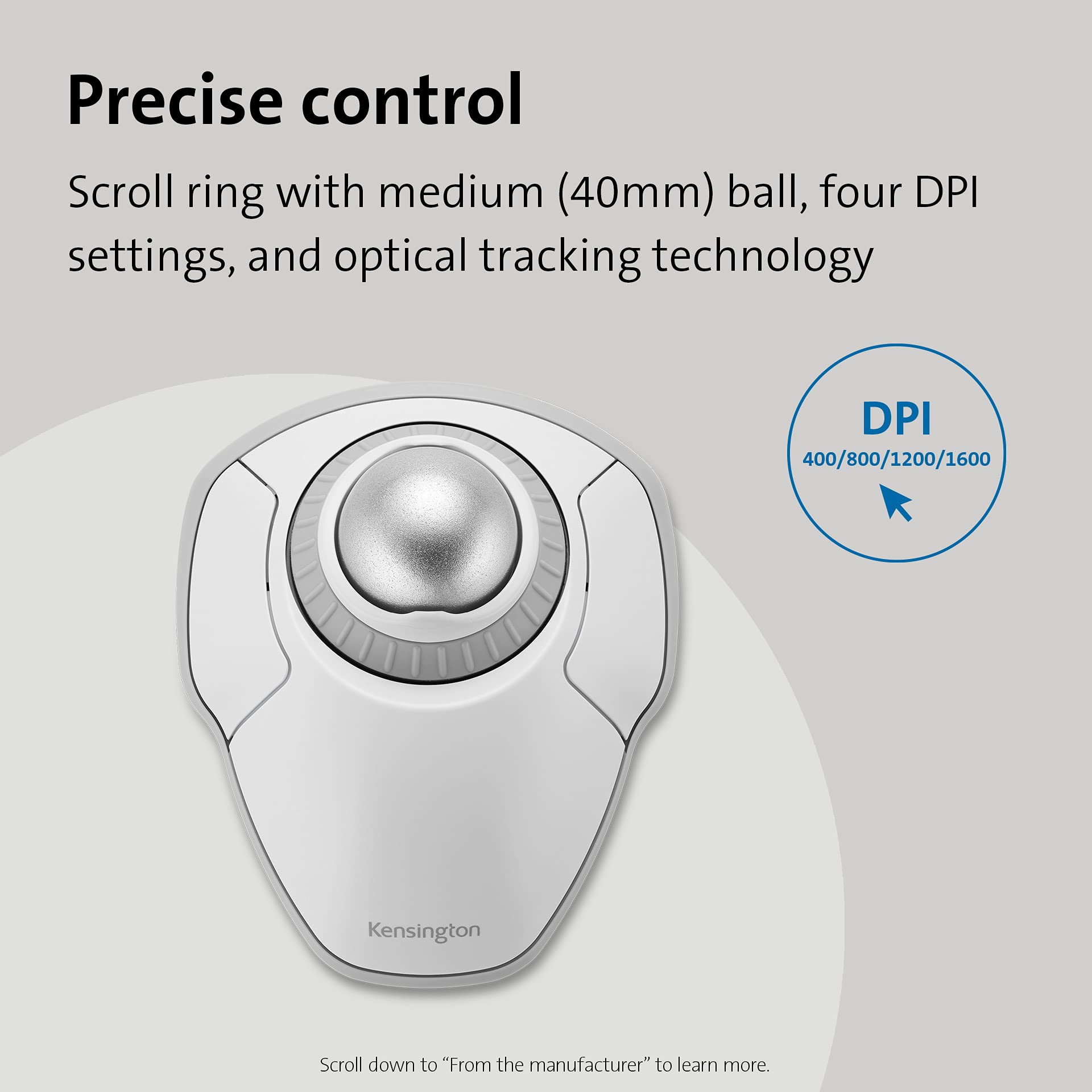 Foto 4 pulgar | Trackball Inalámbrico Kensington Orbit Blanco K70991ww - Venta Internacional.