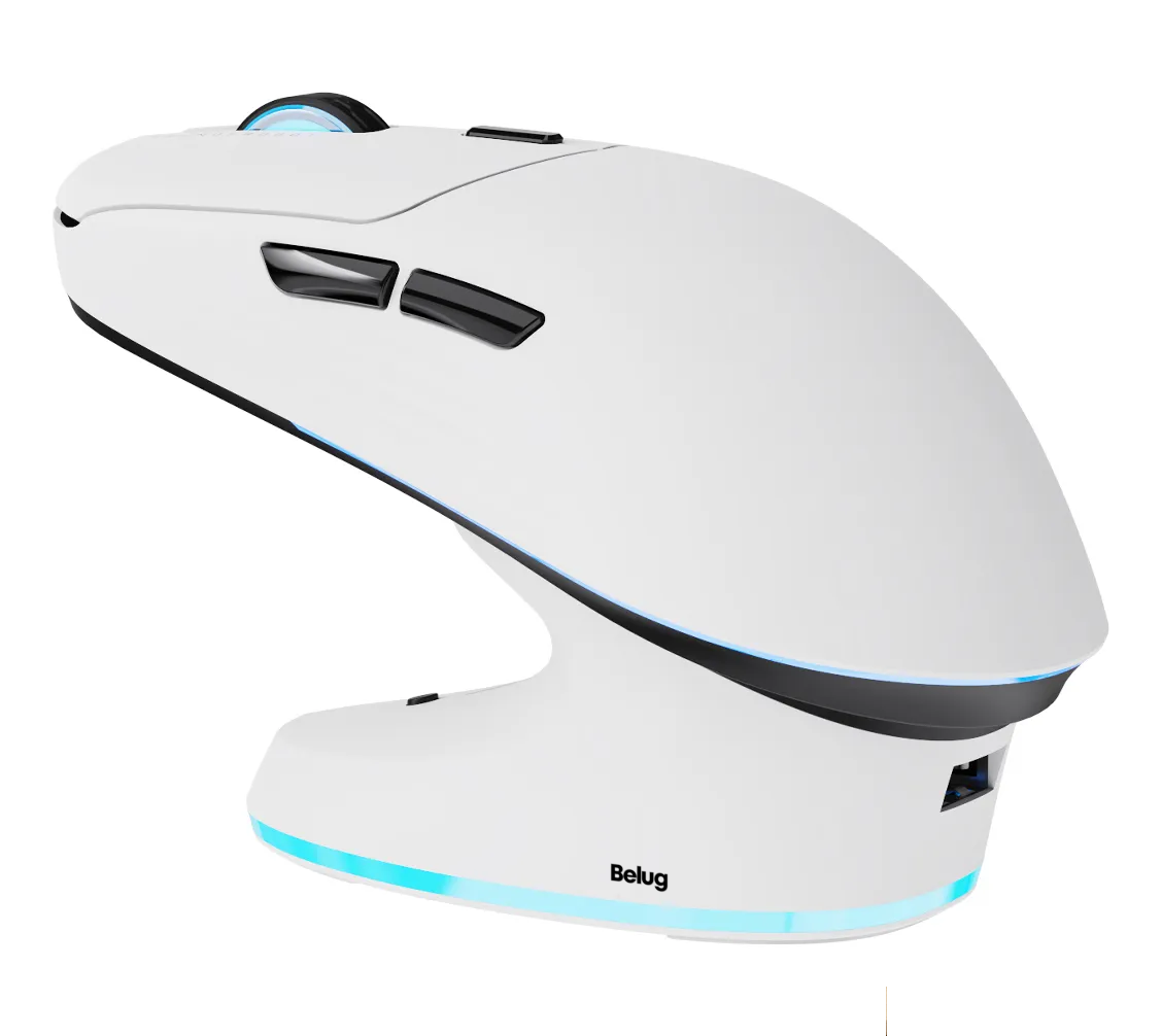 Mouse Gamer Inalambrico  Con Soporte De Carga Sistema De Prepresión De Teclas Blanco