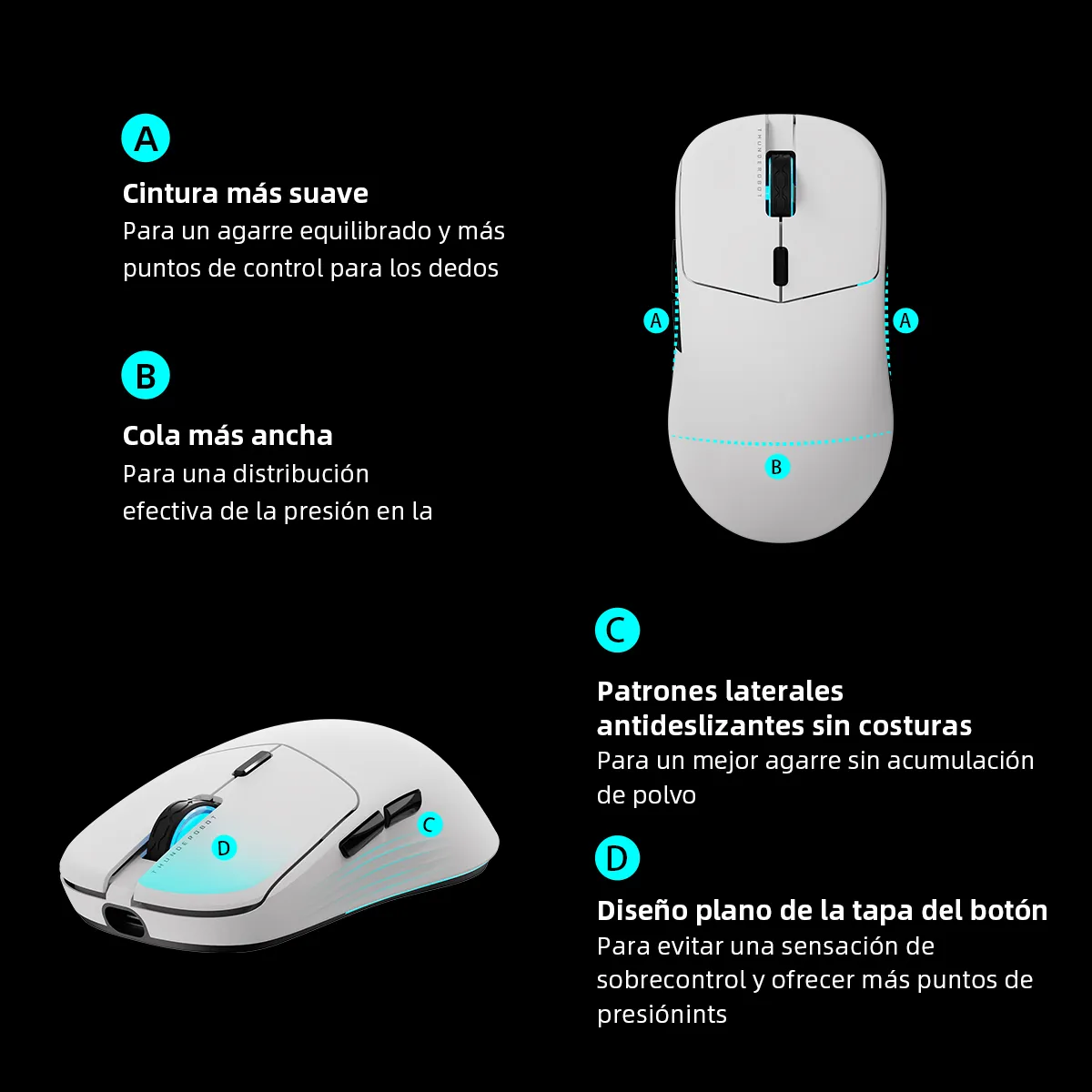 Foto 4 pulgar | Mouse Gamer Inalambrico  Con Soporte De Carga Sistema De Prepresión De Teclas Blanco