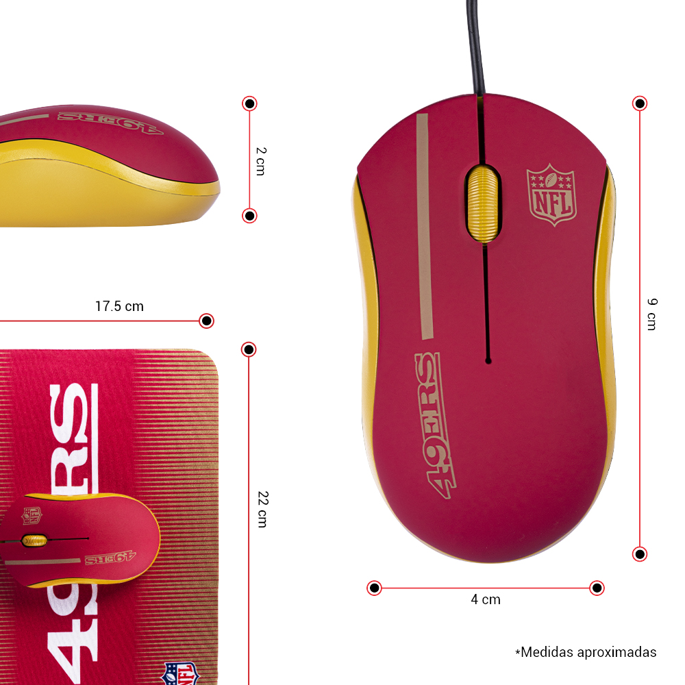 Foto 4 pulgar | Mouse Alámbrico con Mousepad Ginga Nfl San Francisco