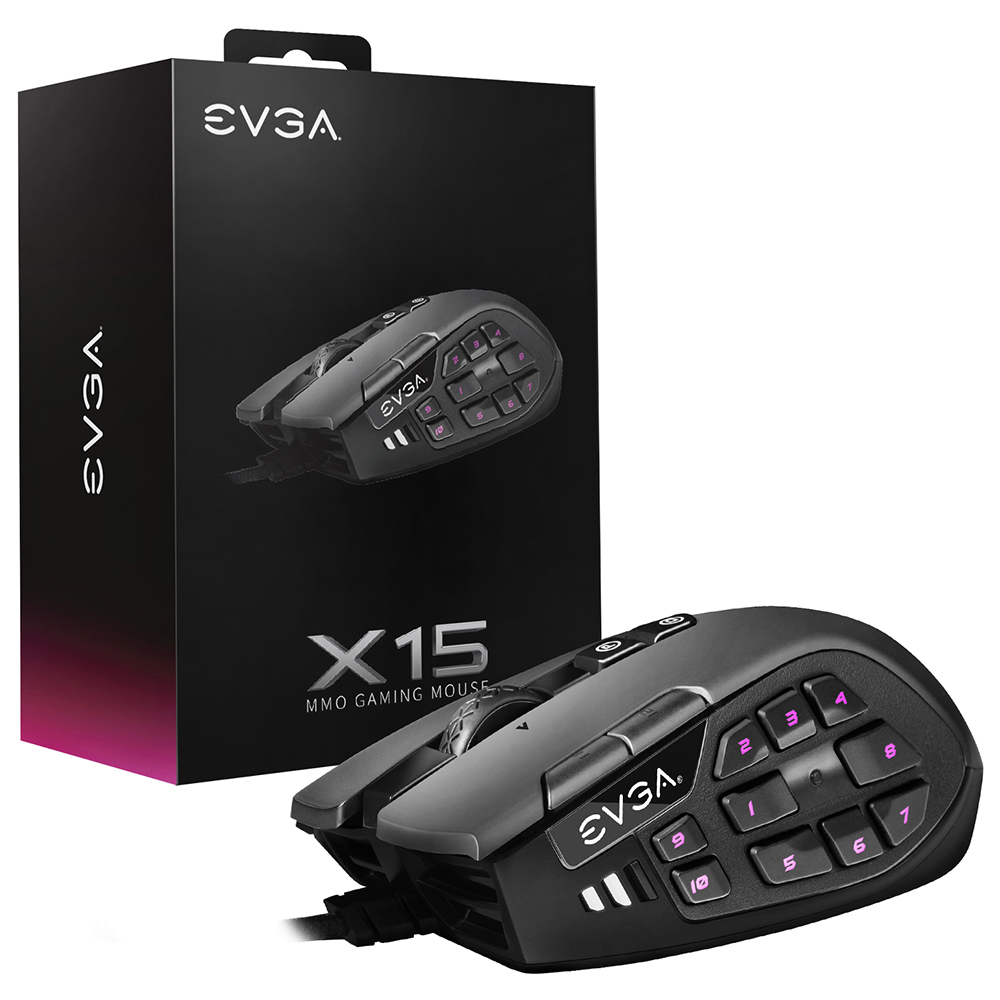 Foto 2 pulgar | Mouse Gamer Evga color Negro X15 Mmo Gaming 1600opdi 20 Botones 8k Rgb Usb 904-w1-15bk-k3