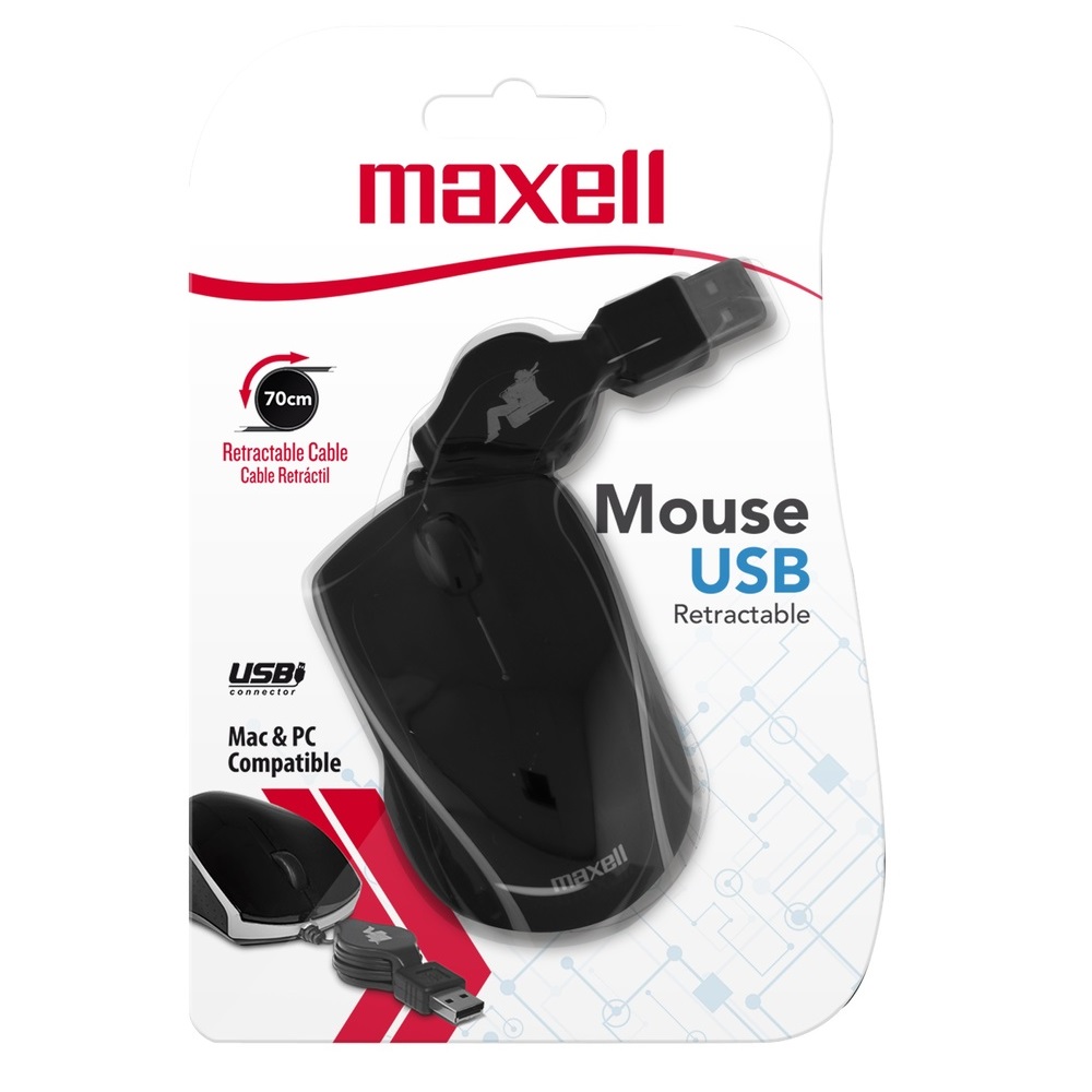 Foto 4 pulgar | Mouse Maxell Retráctil Óptico Micro USB 800 Dpi 347058