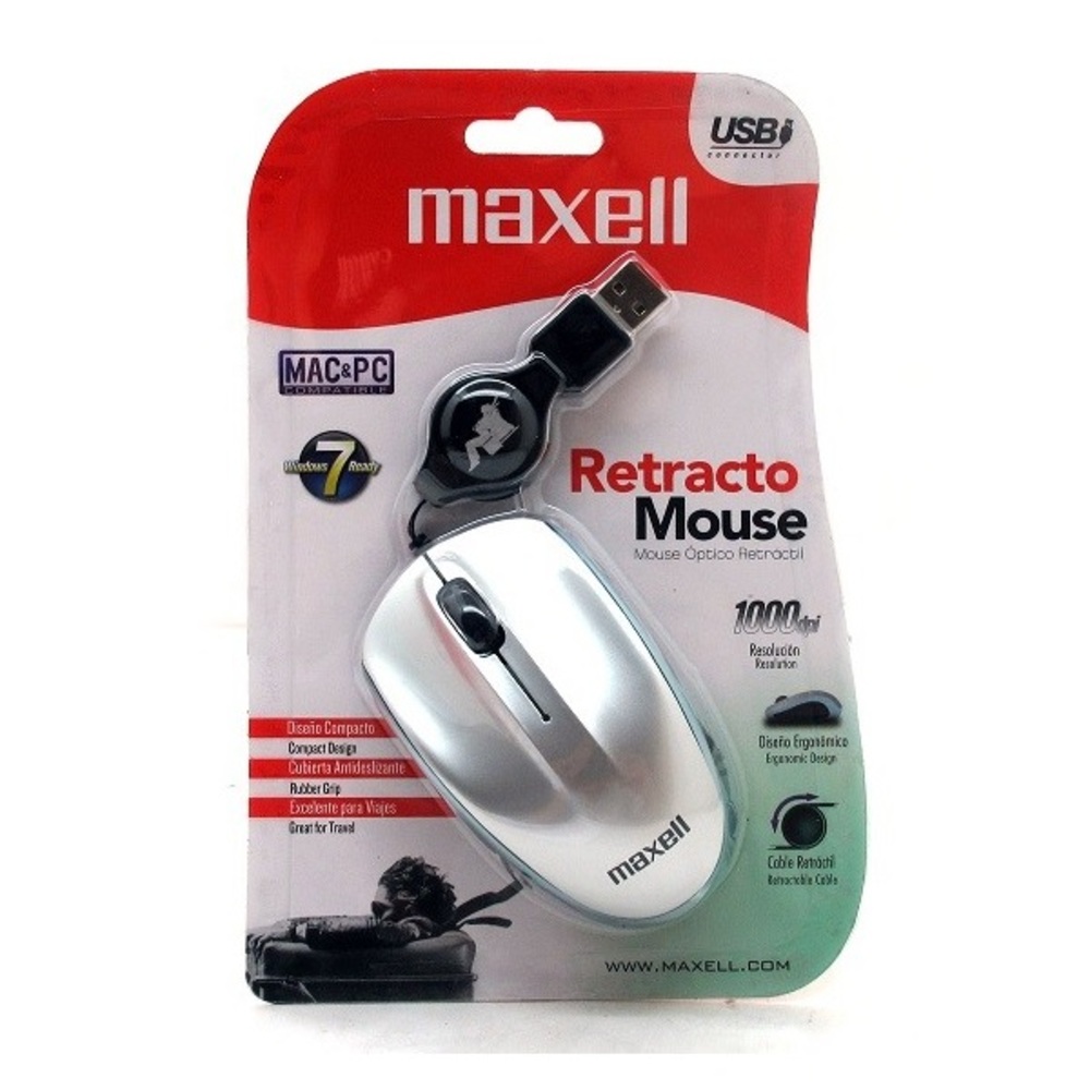 Foto 3 pulgar | Mouse Óptico Maxell Alámbrico Retráctil Mowr-004 USB 347002