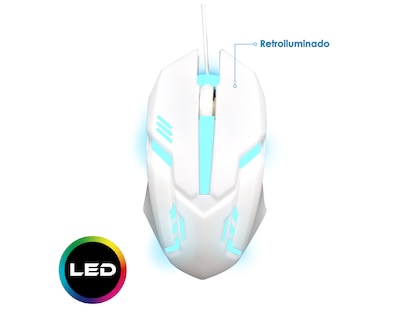 Foto 3 | Mouse Alámbrico Gamer Virtual Zone Mo20 color Blanco Retro Iluminado