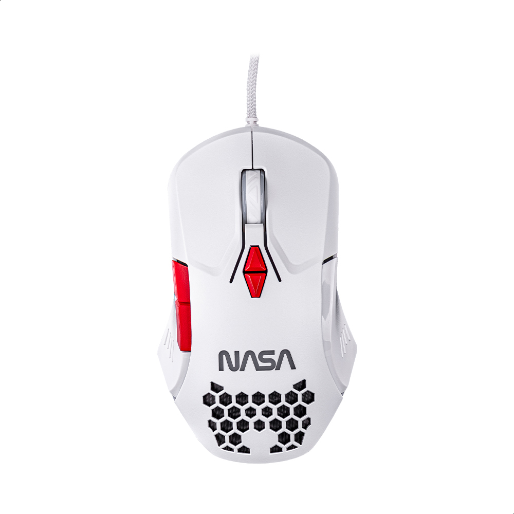 Foto 2 | Mouse Alámbrico Gamer NASA NS-GM04 color Blanco con Rojo Luz RGB Hasta 6000 DPIS