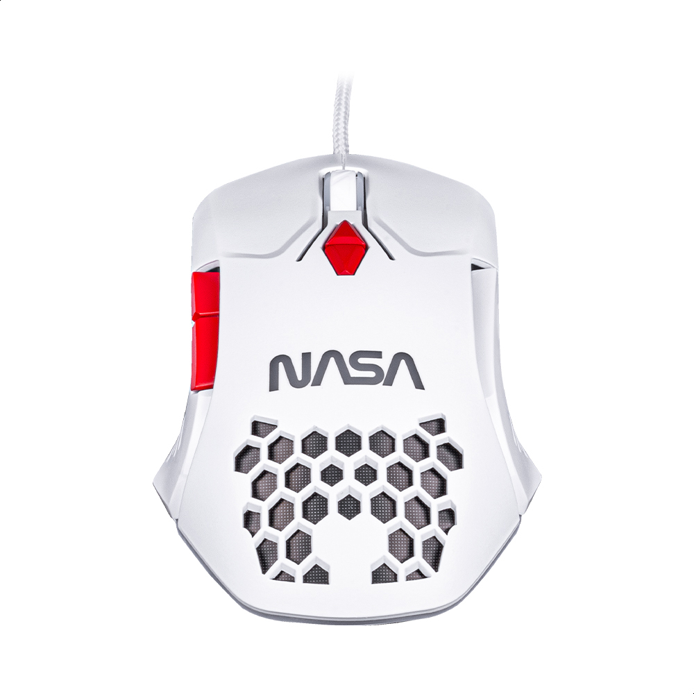 Foto 5 pulgar | Mouse Alámbrico Gamer NASA NS-GM04 color Blanco con Rojo Luz RGB Hasta 6000 DPIS