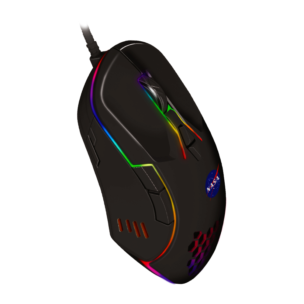 Foto 1 | Mouse Alámbrico Gamer NASA NS-GM01 color Negro Luz RGB Hasta 6000 DPIS color Negro
