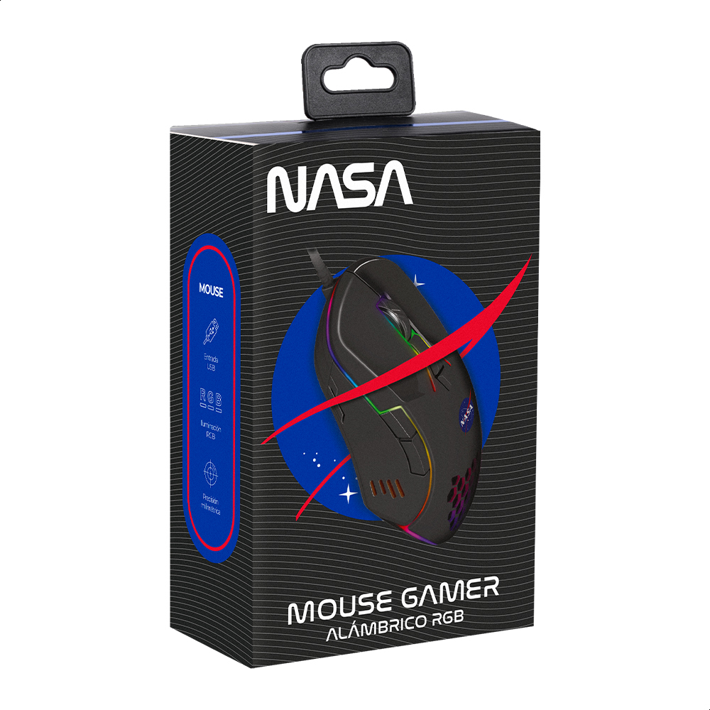 Foto 4 | Mouse Alámbrico Gamer NASA NS-GM01 color Negro Luz RGB Hasta 6000 DPIS color Negro