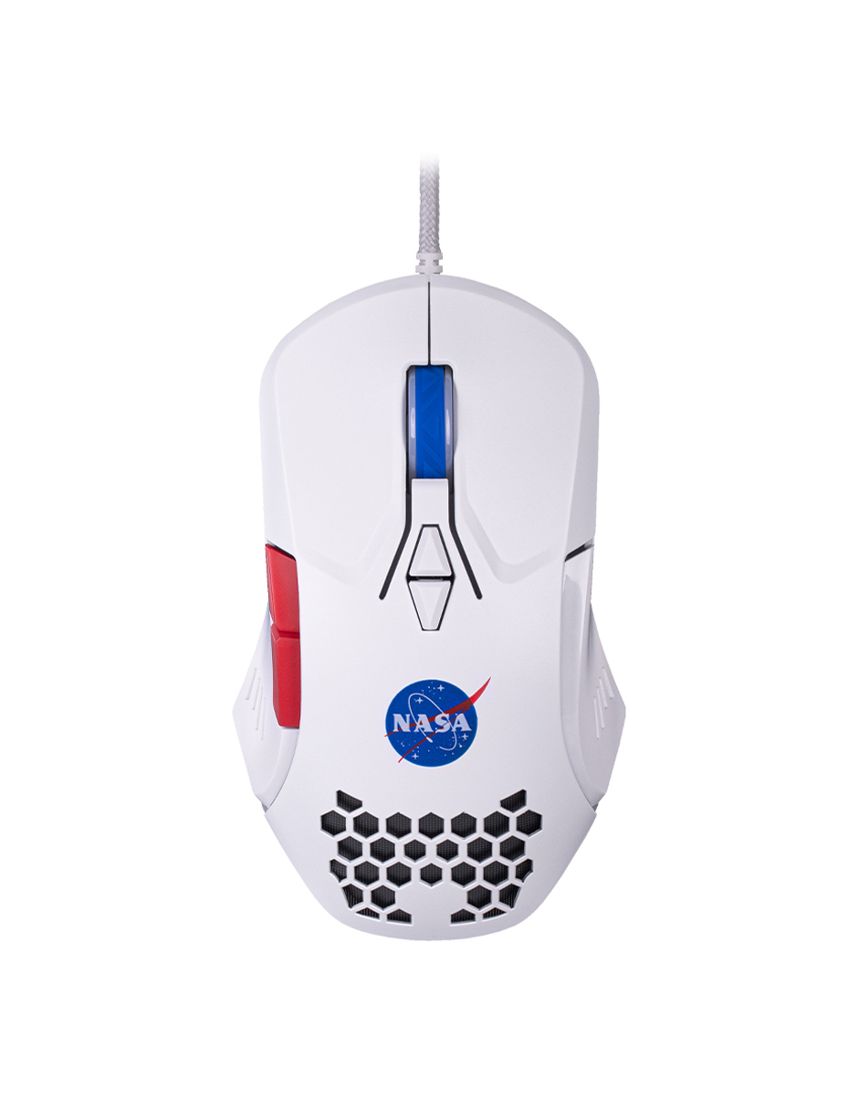 Foto 3 pulgar | Mouse Alámbrico Gamer NASA NS-GM03 color Blanco Luz RGB  hasta 6000 DPIS