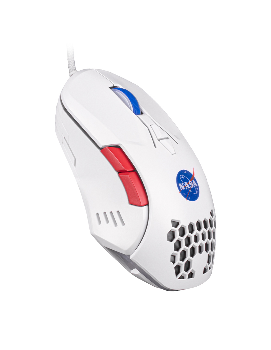 Foto 4 pulgar | Mouse Alámbrico Gamer NASA NS-GM03 color Blanco Luz RGB  hasta 6000 DPIS