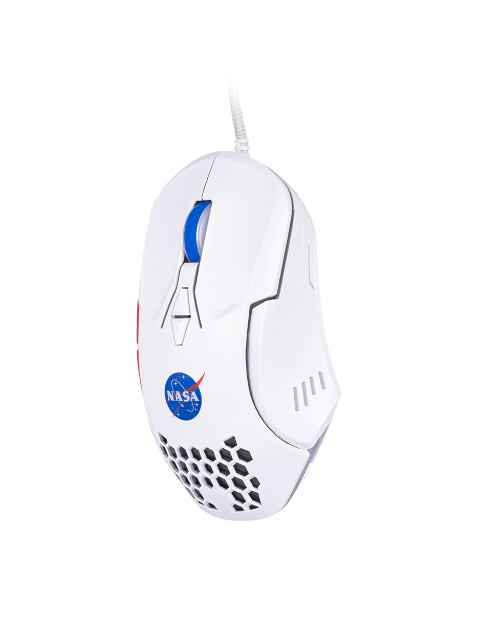 Foto 5 pulgar | Mouse Alámbrico Gamer NASA NS-GM03 color Blanco Luz RGB  hasta 6000 DPIS