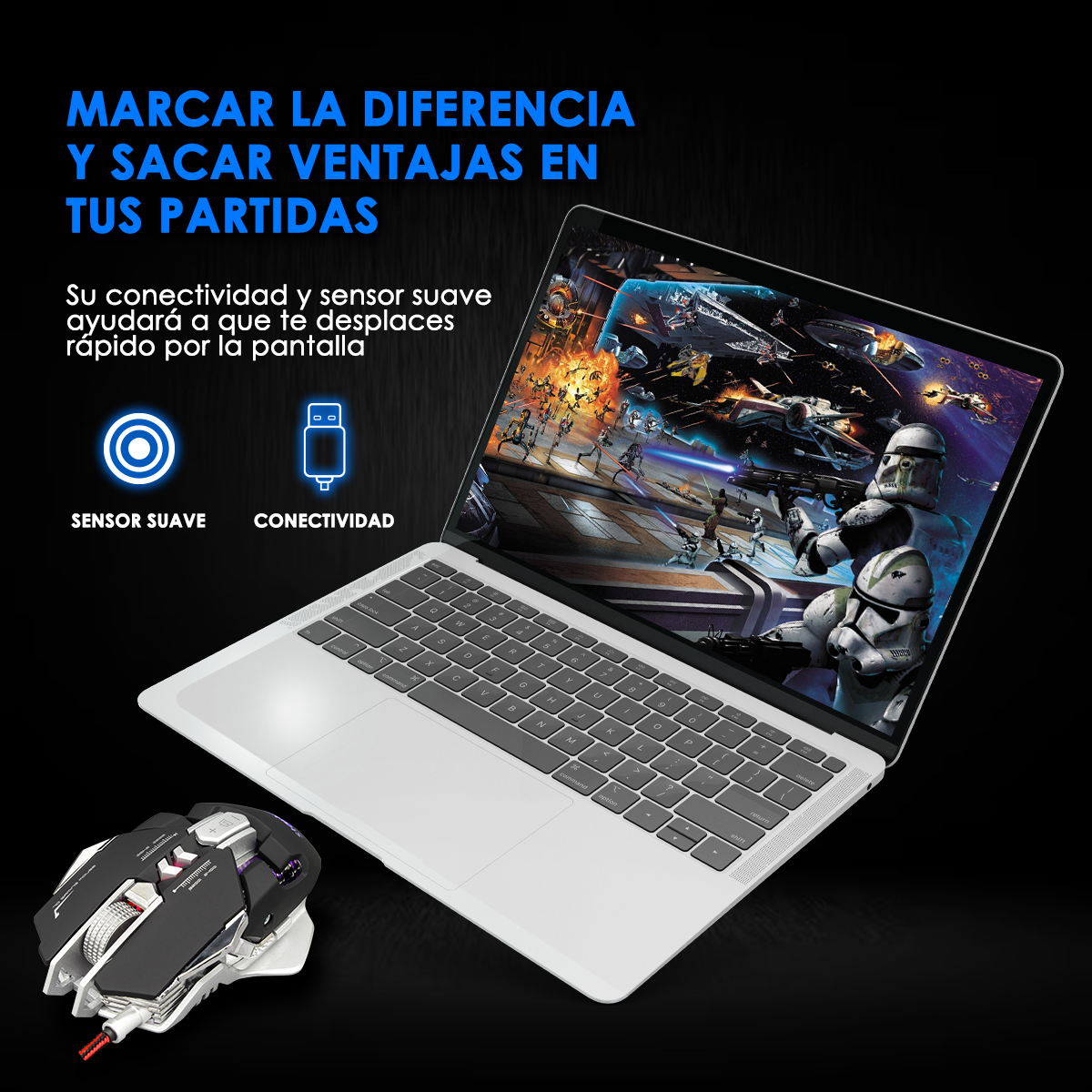 Foto 4 pulgar | Mouse Gamer Alambrico Starket Sk-055 Negro