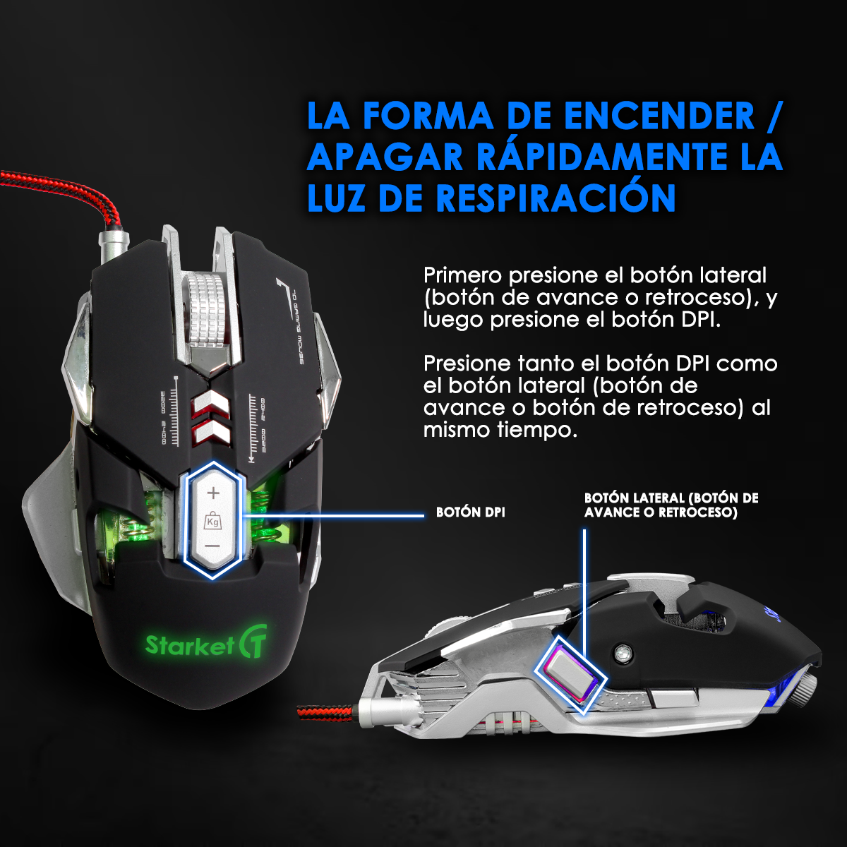 Foto 5 pulgar | Mouse Gamer Alambrico Starket Sk-055 Negro