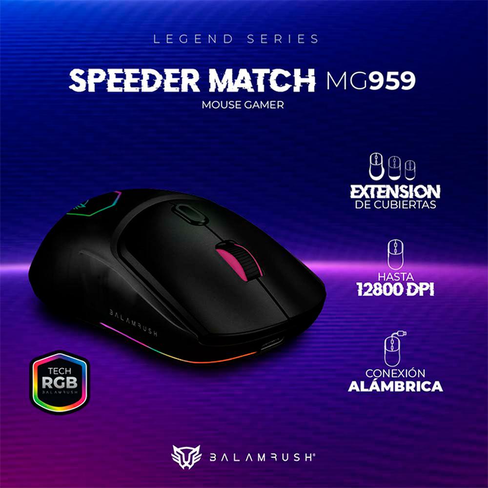 Foto 3 pulgar | Mouse Gamer Balam Rush Speeder Match Mg959 10000dpi Alambrico Negro Br-936828