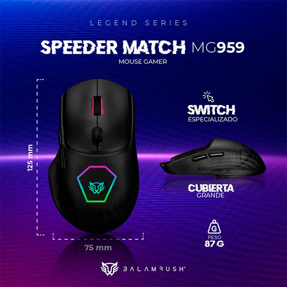 Foto 4 pulgar | Mouse Gamer Balam Rush Speeder Match Mg959 10000dpi Alambrico Negro Br-936828