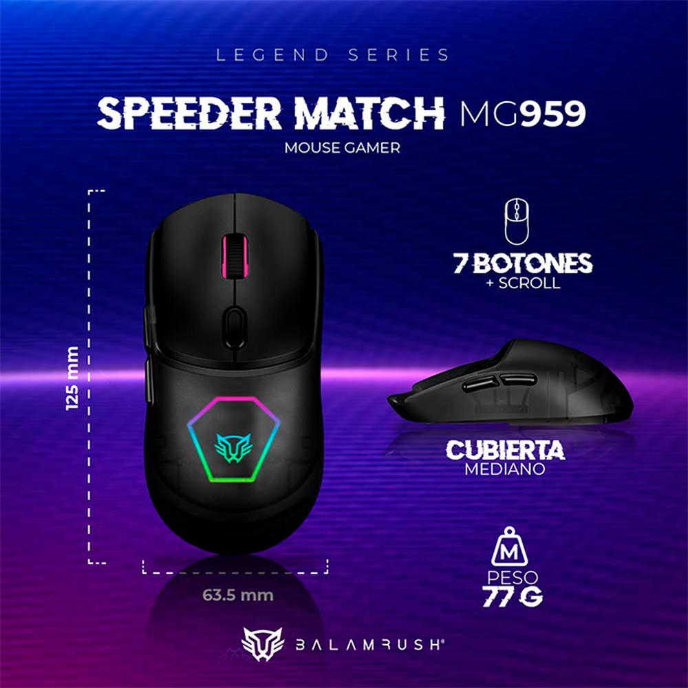 Foto 5 pulgar | Mouse Gamer Balam Rush Speeder Match Mg959 10000dpi Alambrico Negro Br-936828