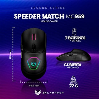 Foto 4 | Mouse Gamer Balam Rush Speeder Match Mg959 10000dpi Alambrico Negro Br-936828