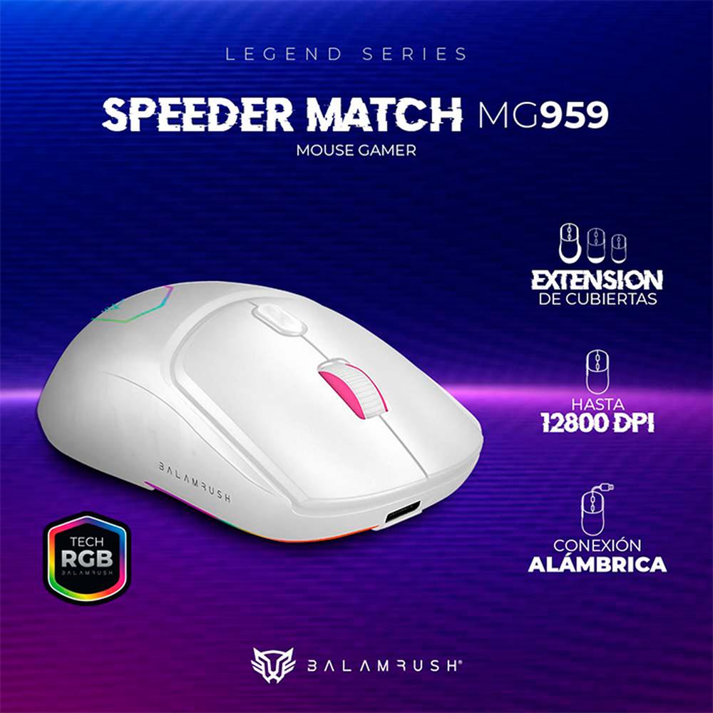 Foto 3 pulgar | Mouse Gamer Balam Rush Speeder Match Mg959 10000dpi Alambrico Br-936835 Color Blanco