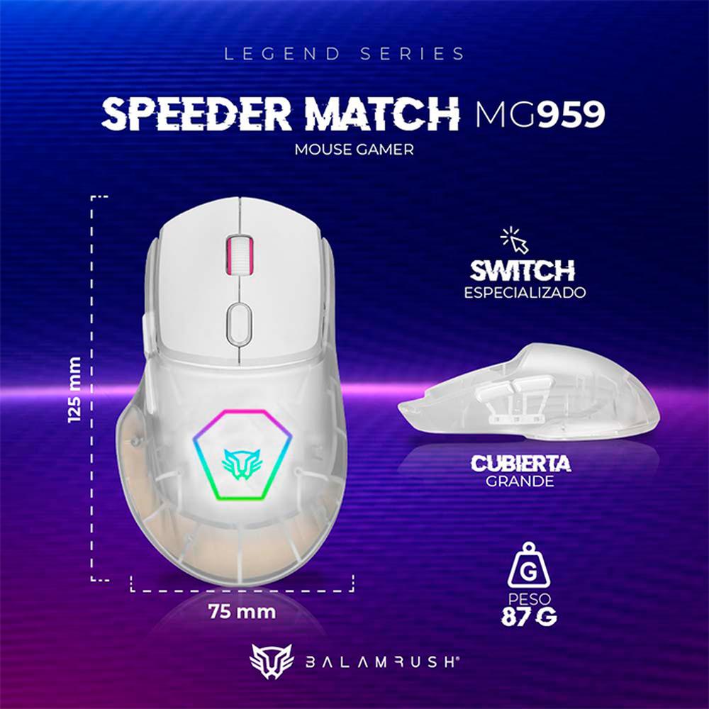 Foto 4 pulgar | Mouse Gamer Balam Rush Speeder Match Mg959 10000dpi Alambrico Br-936835 Color Blanco