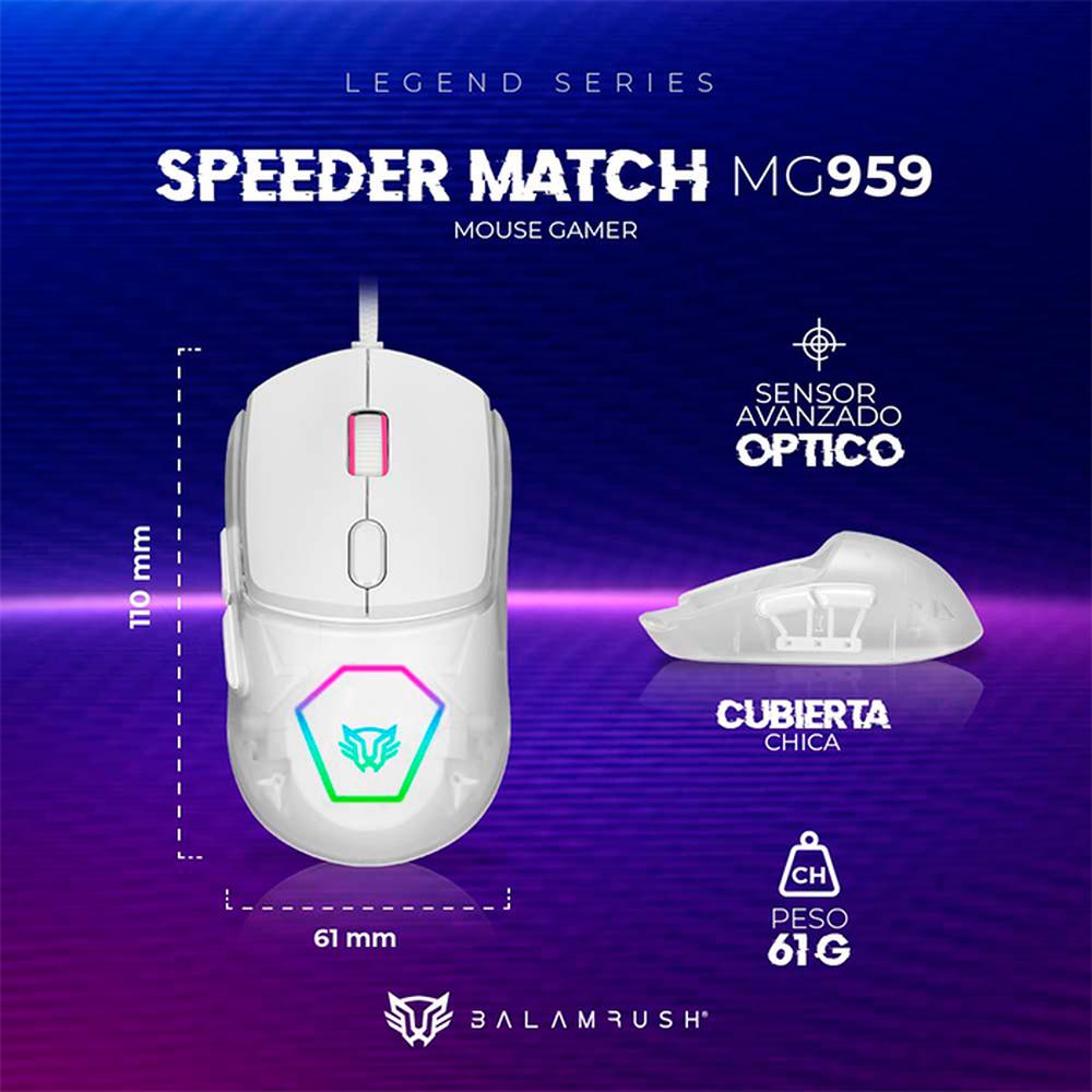 Foto 6 pulgar | Mouse Gamer Balam Rush Speeder Match Mg959 10000dpi Alambrico Br-936835 Color Blanco