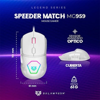 Foto 5 | Mouse Gamer Balam Rush Speeder Match Mg959 10000dpi Alambrico Br-936835 Color Blanco