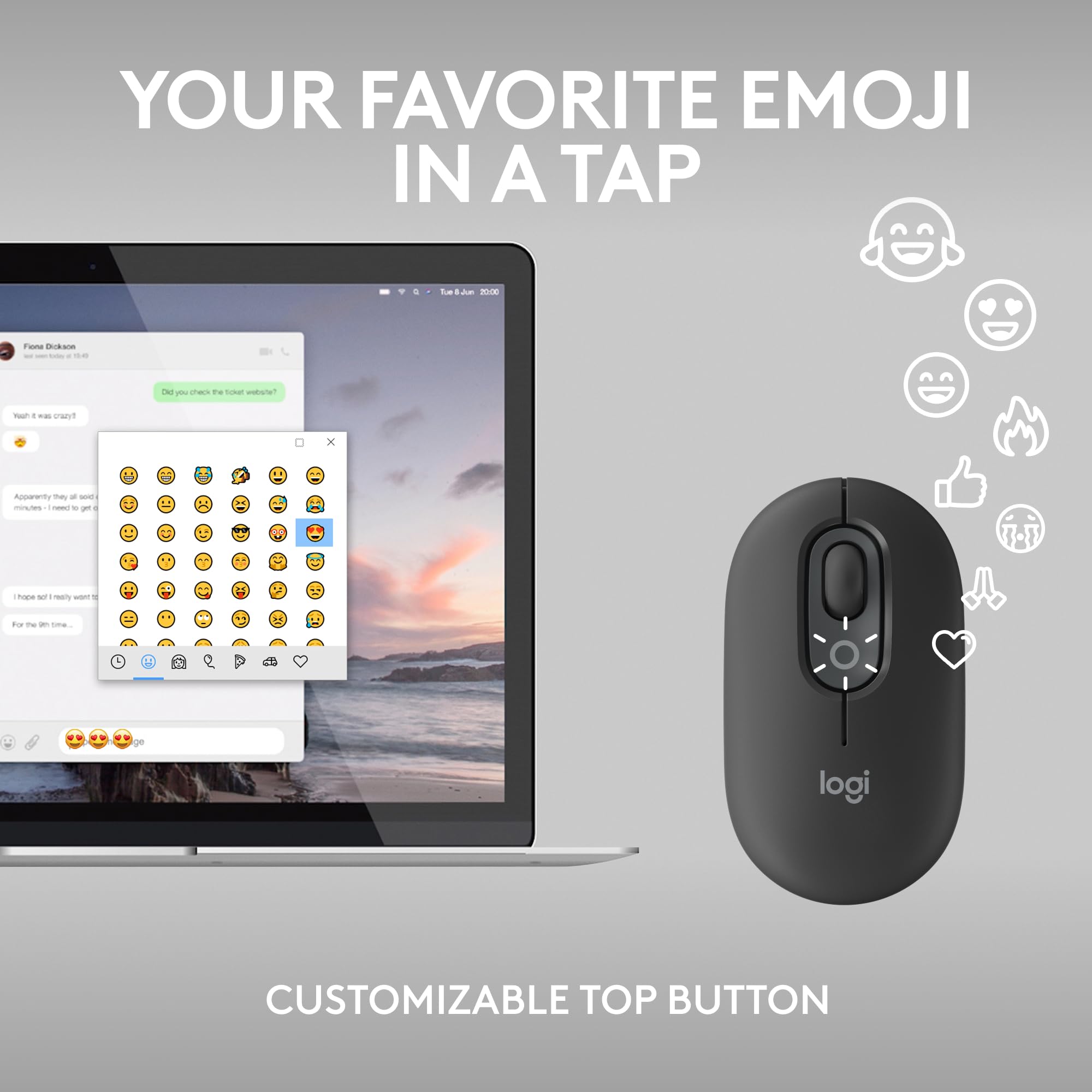 Foto 3 | Venta Internacional - Ratón Inalámbrico Logitech Pop Graphite Con Emojis Personalizables