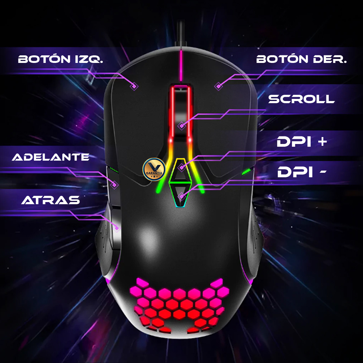 Foto 4 pulgar | Mouse Alámbrico Rgb Gaming Onikuma Cw902