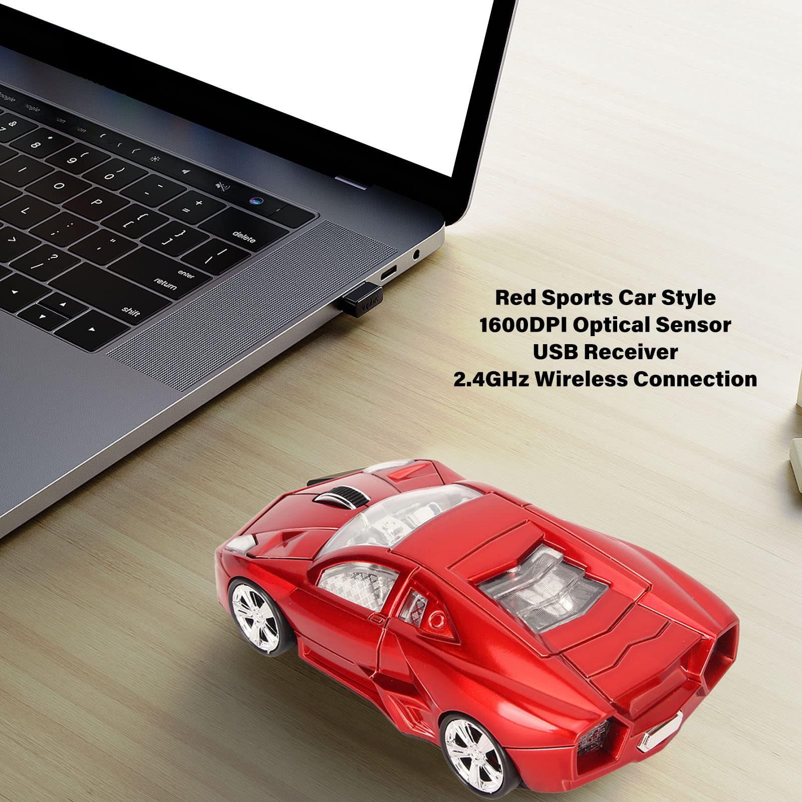 Foto 2 | Ratón Inalámbrico Para Computadora Ashata Sport Car 1600dpi Con Led - Venta Internacional.