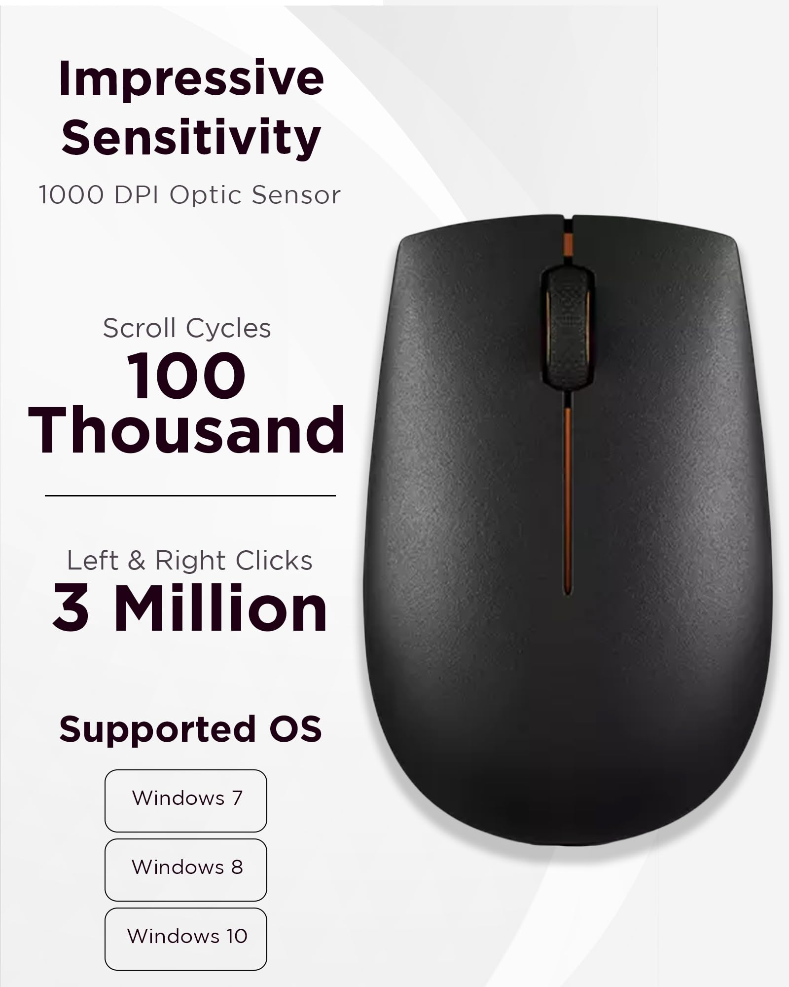 Foto 6 pulgar | Ratón Inalámbrico Lenovo 300 para Pc Portátil con Windows - Venta Internacional