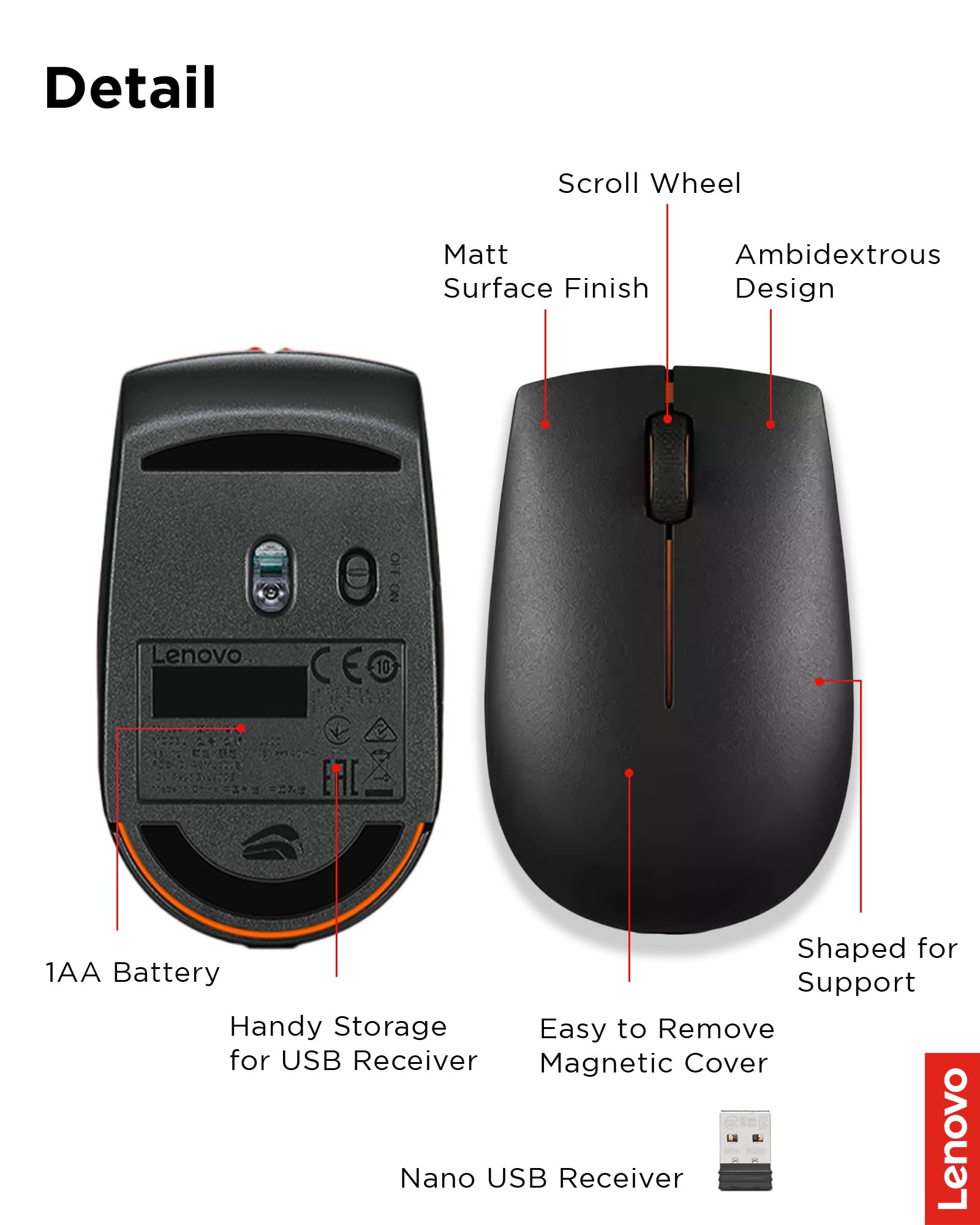 Foto 7 pulgar | Ratón Inalámbrico Lenovo 300 para Pc Portátil con Windows - Venta Internacional