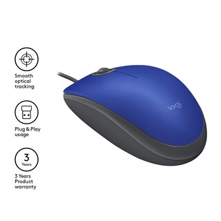 Foto 6 | Ratón Logitech M110 Con Cable Usb Y Botones Silenciosos, Color Azul - Venta Internacional.