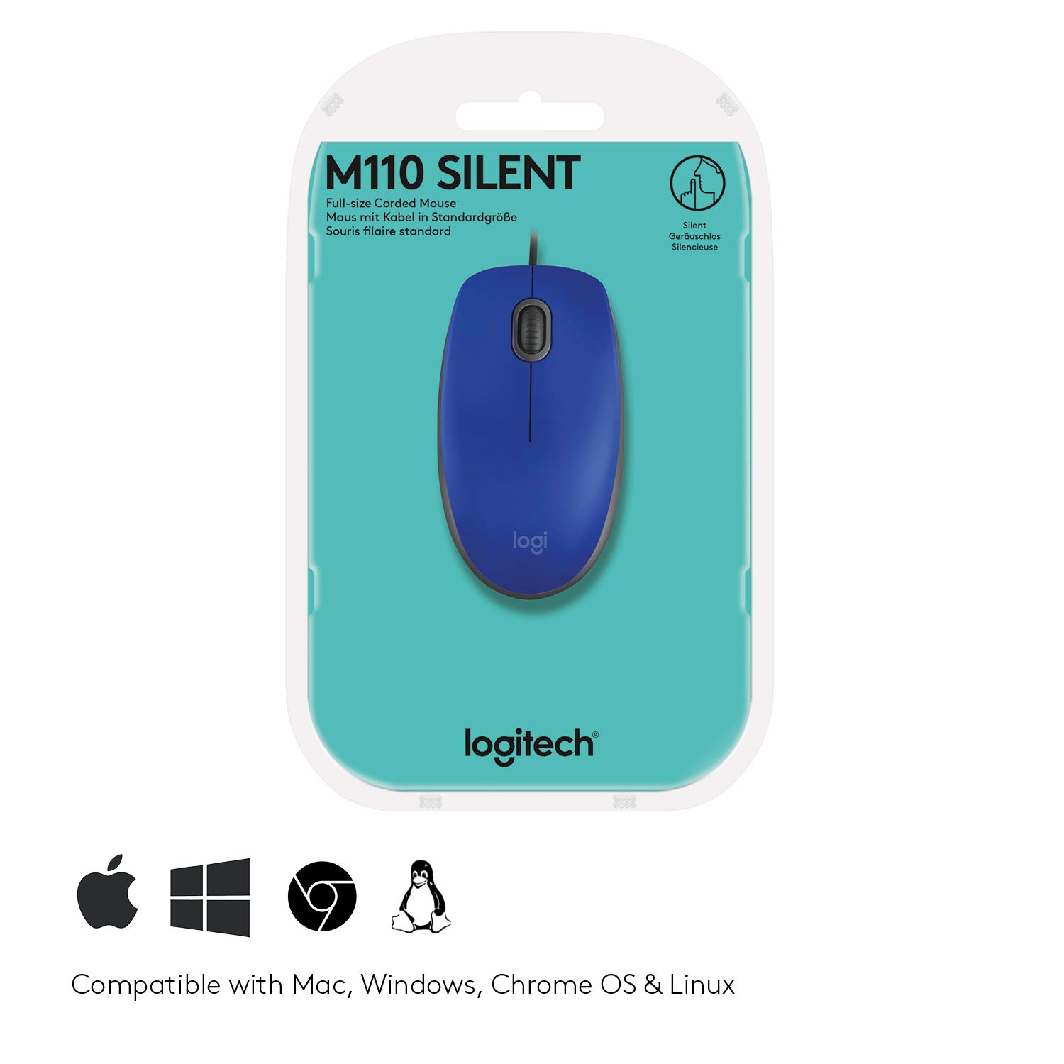 Foto 8 pulgar | Ratón Logitech M110 Con Cable Usb Y Botones Silenciosos, Color Azul - Venta Internacional.