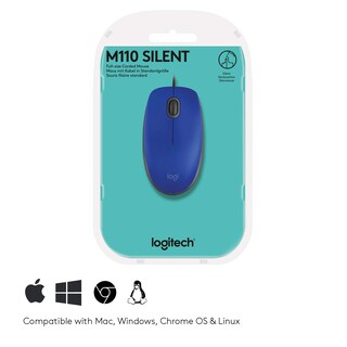 Foto 7 | Ratón Logitech M110 Con Cable Usb Y Botones Silenciosos, Color Azul - Venta Internacional.