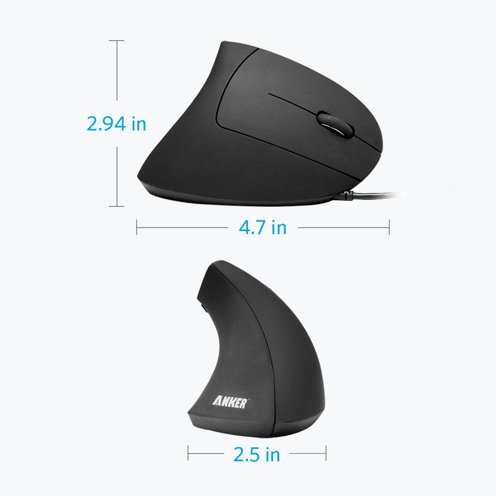 Foto 4 pulgar | Ratón Anker Ergonómico Óptico Usb Cableado Vertical 1000/1600 Dpi - Venta Internacional.